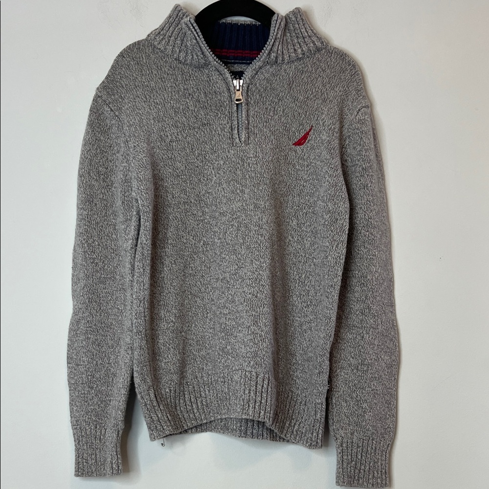 Nautica Kid’s Heather Gray Quarter Zip Soft Sweater Boys‎ Size 6